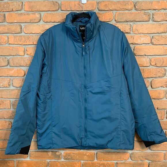Mack Russo Mens Large Hybrid Jacket Blue Lightweight‎ Insulated Full Zip Winter - Picture 1 of 5